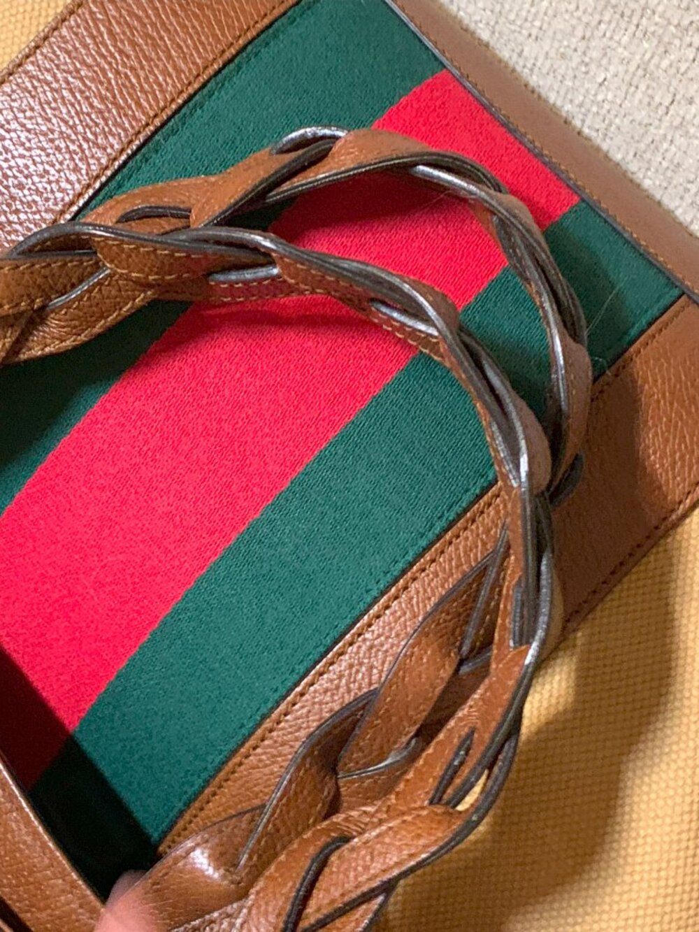 Gucci Crest Braided-Handle Large Canvas Tote - Picture 4 of 16